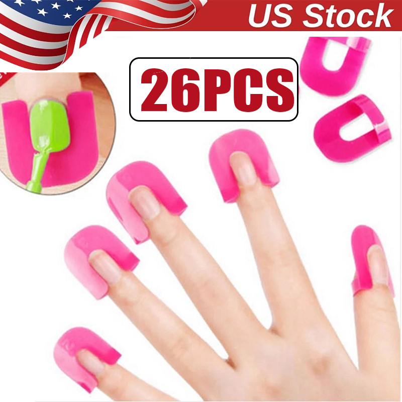 26pcs U-Shape Nail Polish Protectors Reusable Finger Cover Stencils for DIY LOT