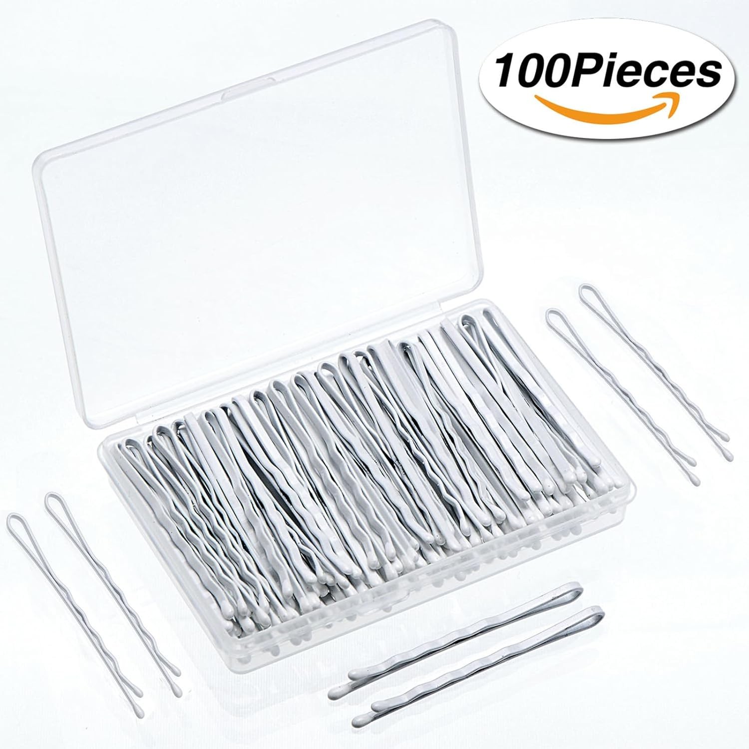 Hicarer 100 Pieces White Bobby Pins 2.2 Inch 100 Count (Pack of 1),