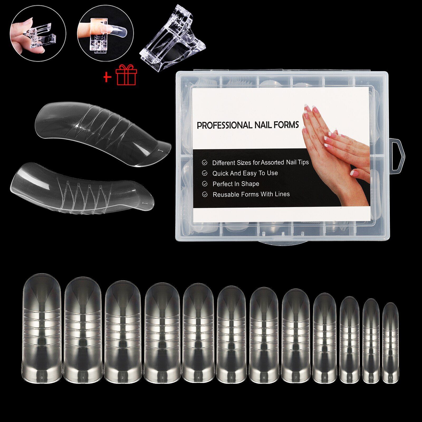 Quick Building Nails Extension Mold Form-Reusable Dual Clear False Nail Art Form