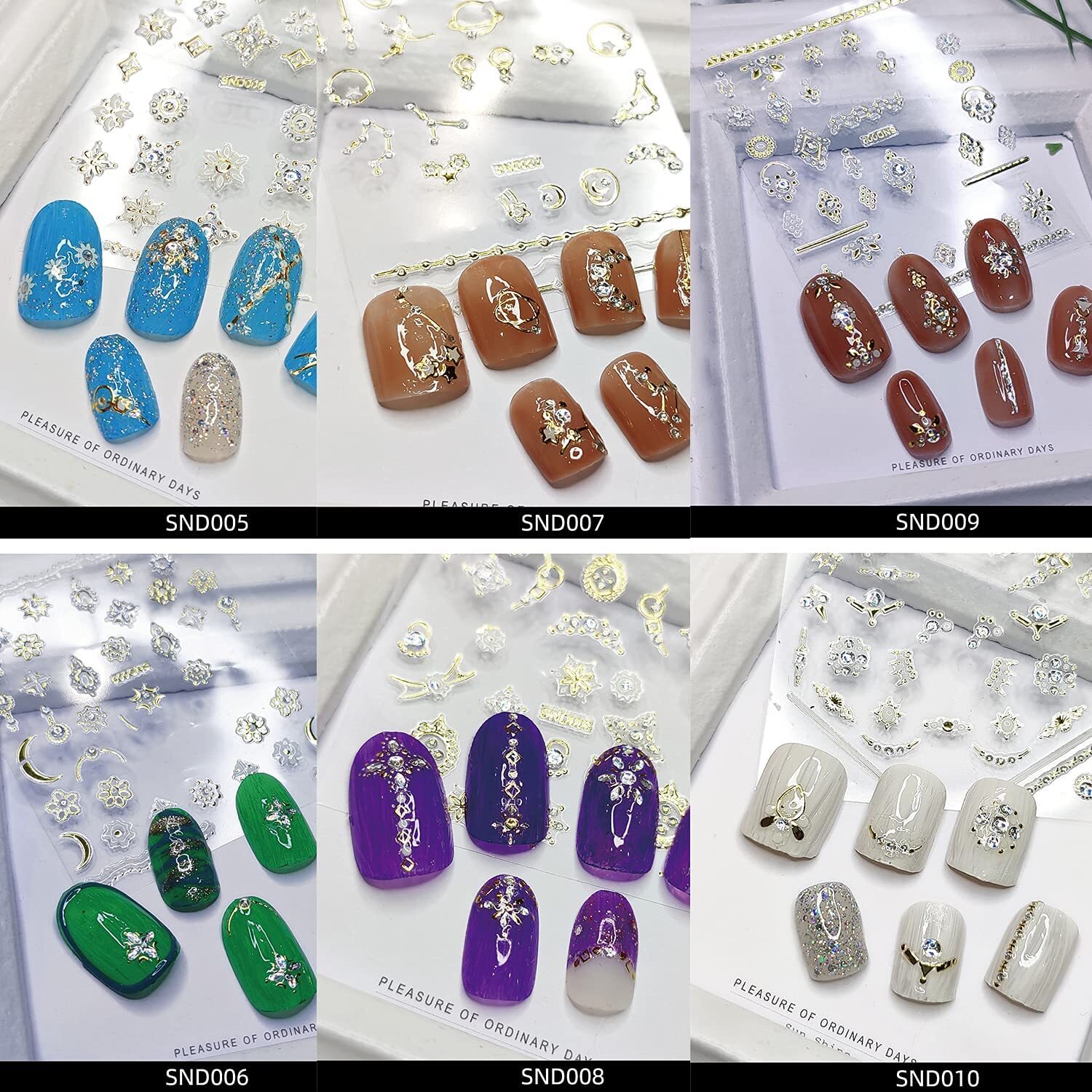 20 Sheet 3D Nail Art Stickers,Gold/Diamond Design Luxury Nail Self-Adhesive New