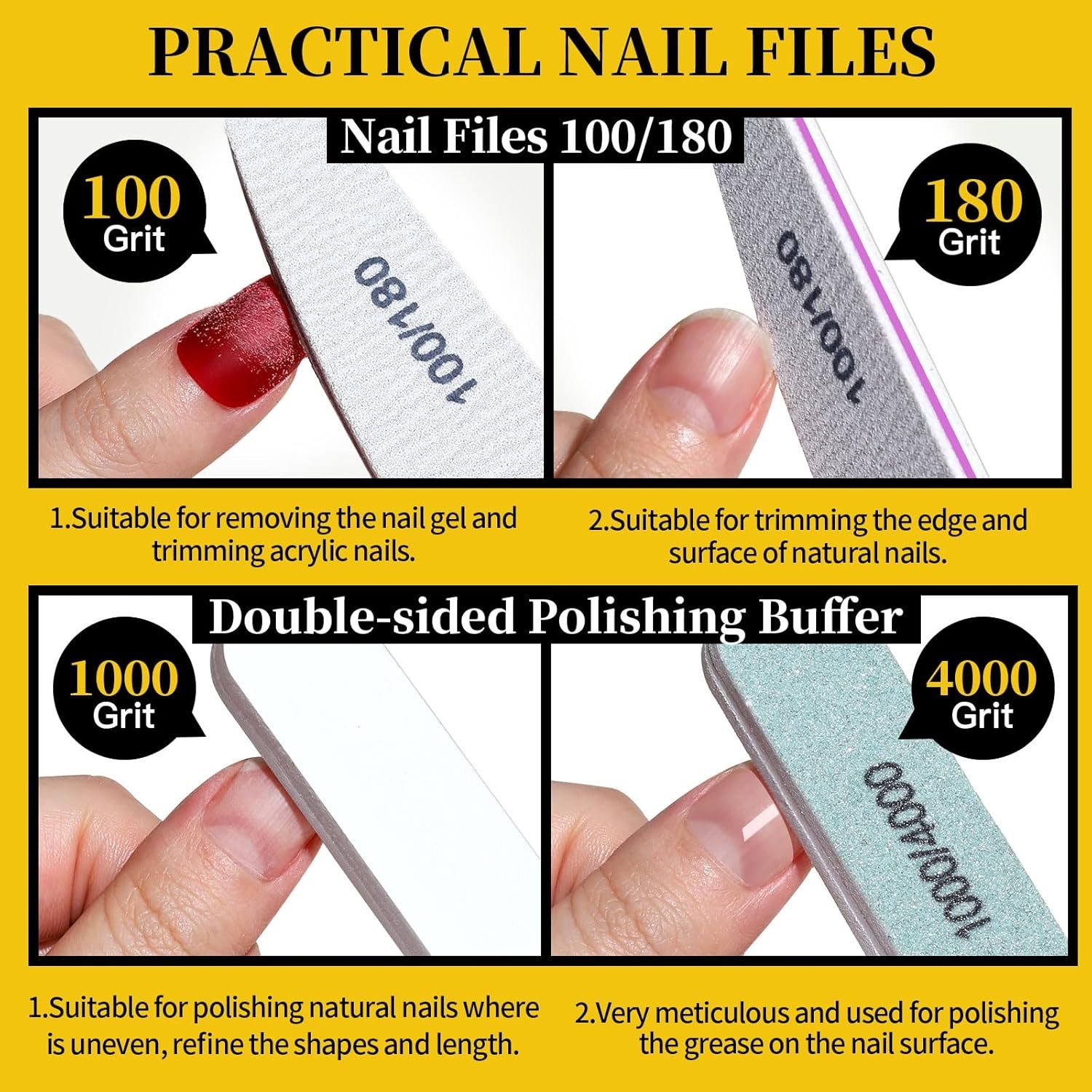 FANDEI Nail Care Set, Nail Files 100/180, Nail Buffer Blo, Cuticle