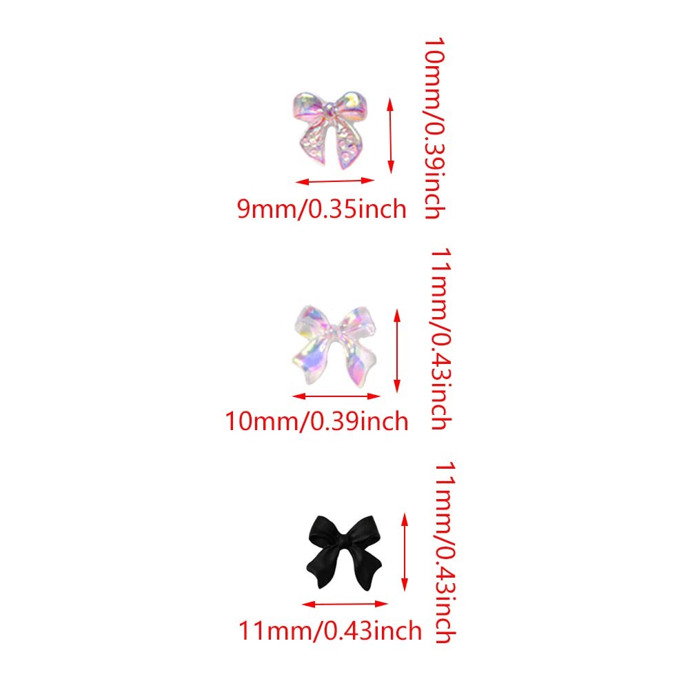 100 Pcs Acrylic Resin Charms 3D Nail Art Decorations Aurora Bow Nail Charms f…