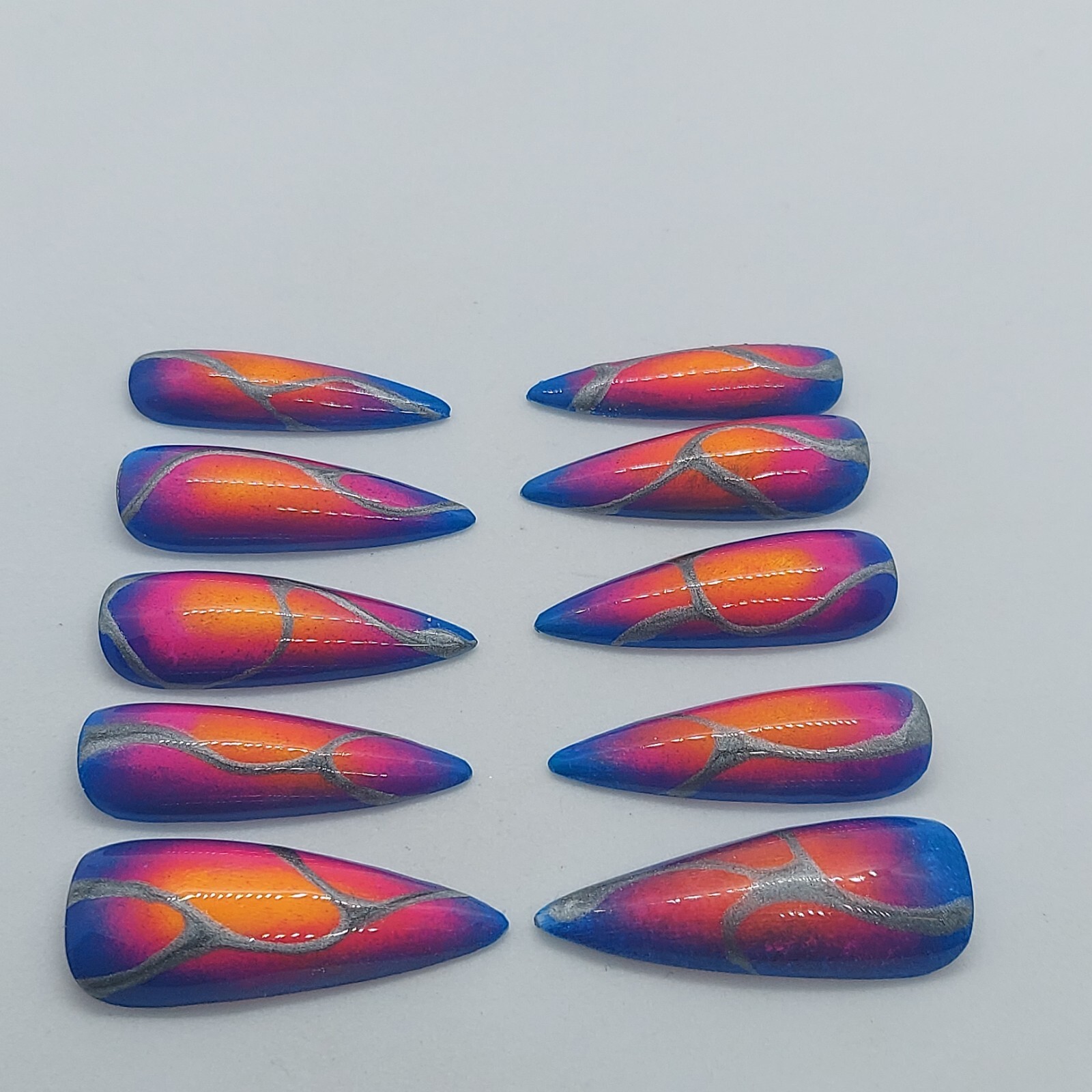 Vibrant Metallic Galaxy Ombre Silver Chrome Nails for Party Wedding Celebration