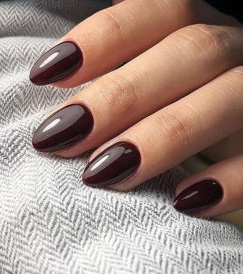 Press on Nails Short Burgundy Almond False Tips Glossy Burgundy – Almond