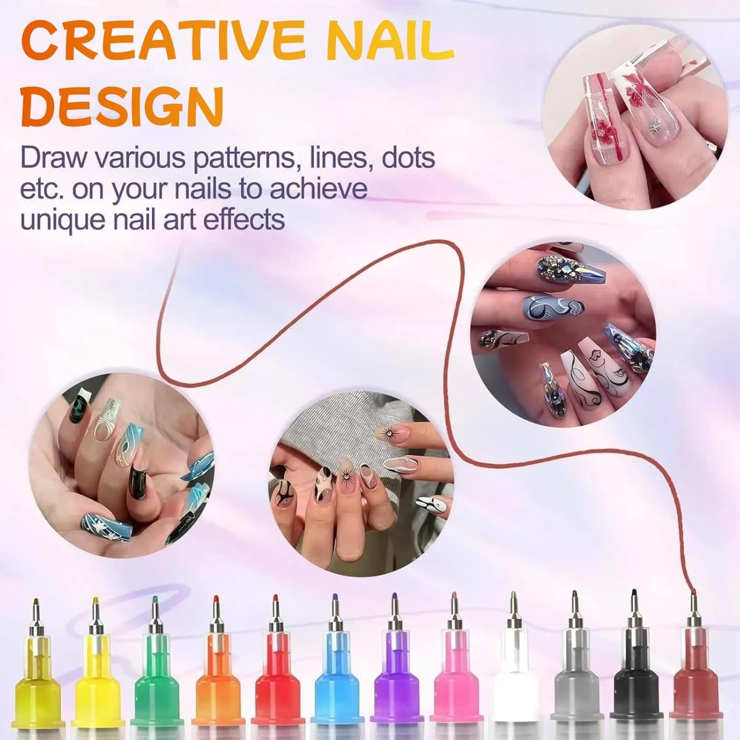 12 Colors Nail Art Pens Polish Markers Quick Dry Kids DIY Painting Drawing Set
