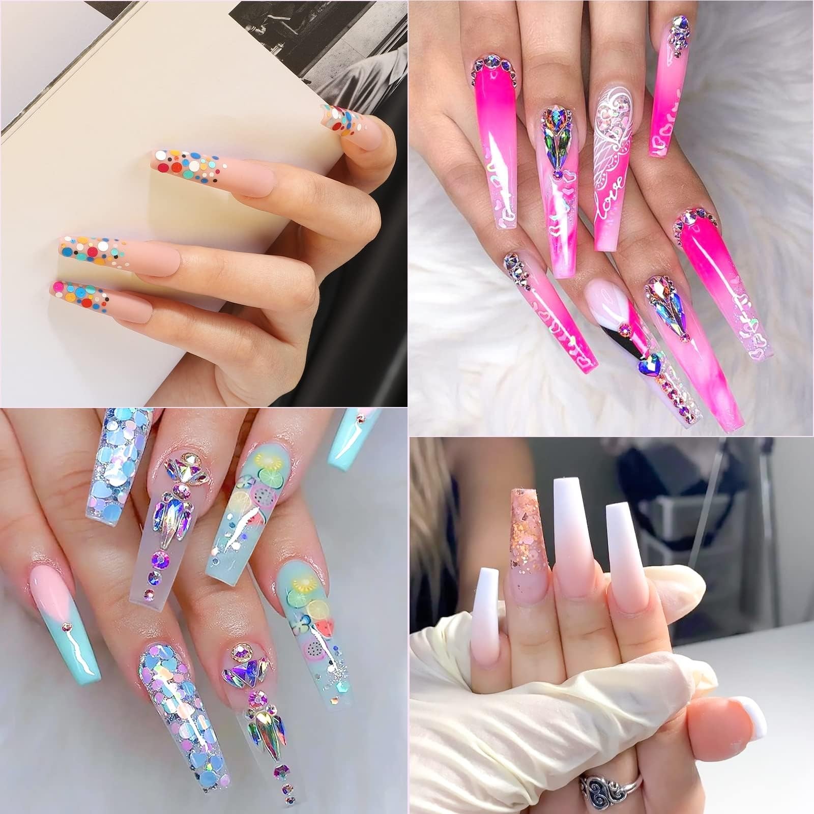 Extra Long Square Full Cover Nail Tips 240PCS XXXL Clear Fake Nails 12 Sizes