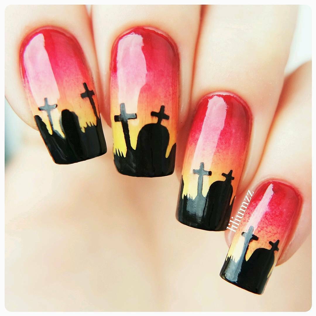 Graveyard Stencils for Nails, Halloween Nail Stickers, Nail Art, Nail Vinyls