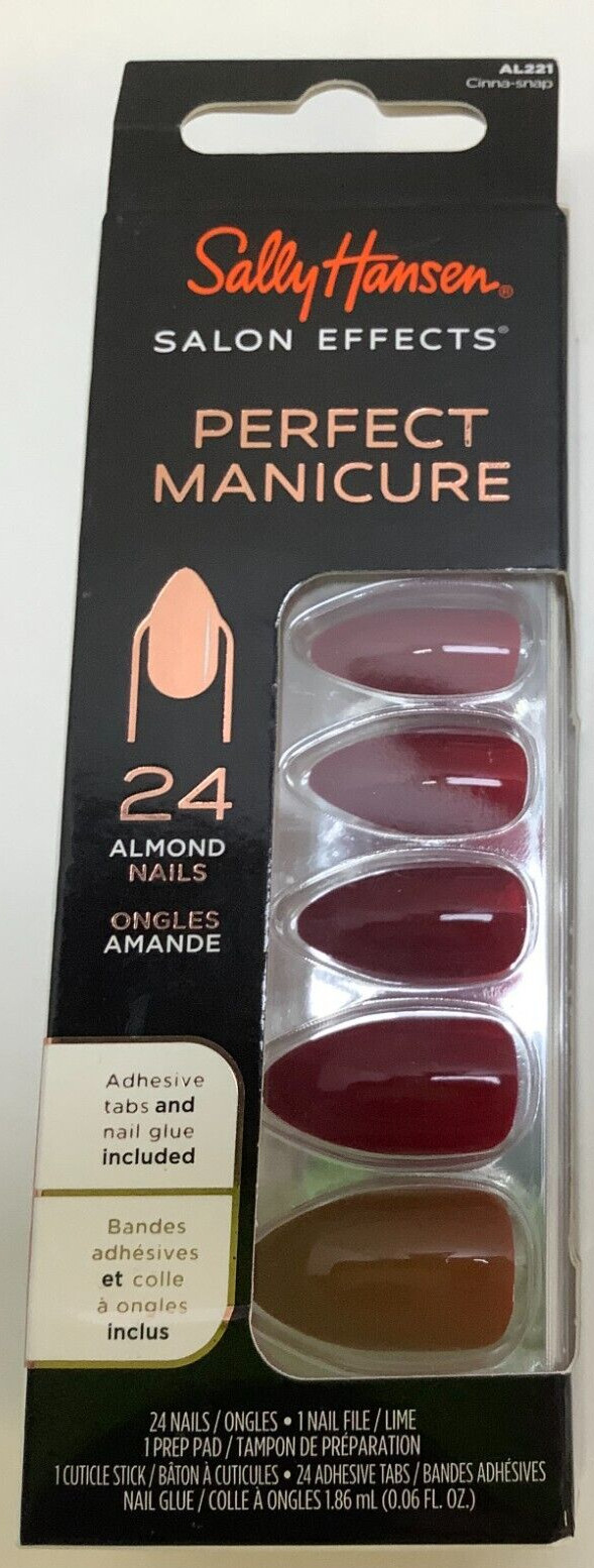 Sally Hansen Salon Effects Perfect Manicure, Almond Nail, Cinna-Snap, Lot of 4