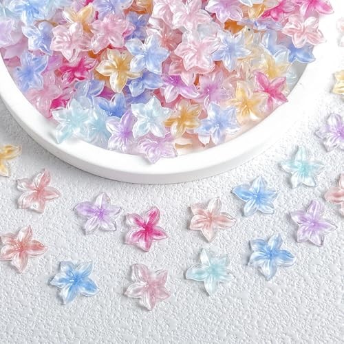 120Pcs Summer Flower Nail Art Charms 3D Colorful Hibiscus Flowers Nail style05