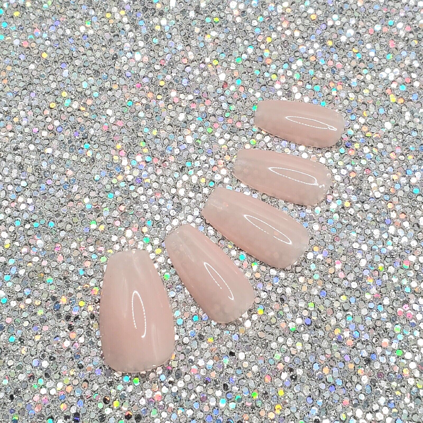#01 Soft Pink Jelly Nude Press On Nails | Handmade | Hard Gel Glue On Nails