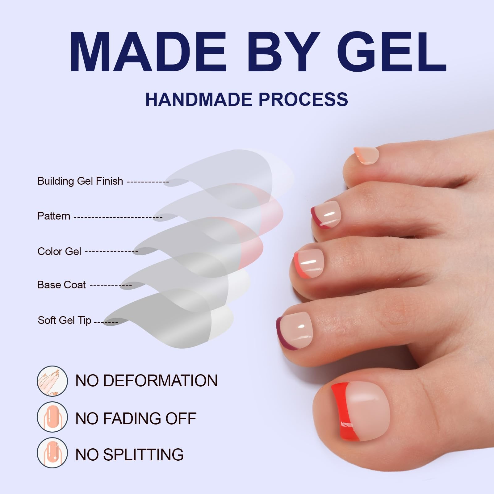 Misssix Press On Toe nails Short, 150Pcs Red French Toenail Tips, Square Soft…