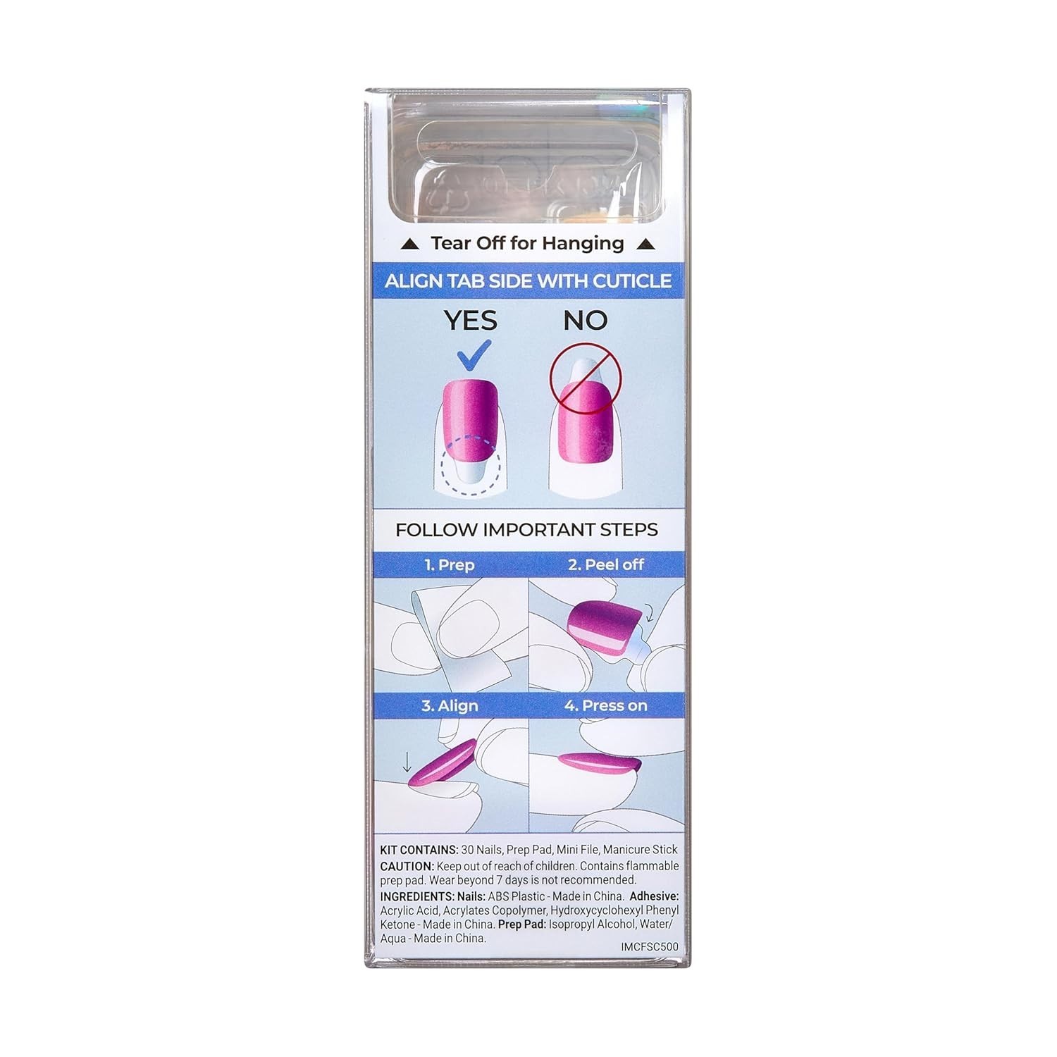 No Glue Mani Press on Nails, Color FX, ‘Hidden Gem’, Red, Short Size, Oval Shape