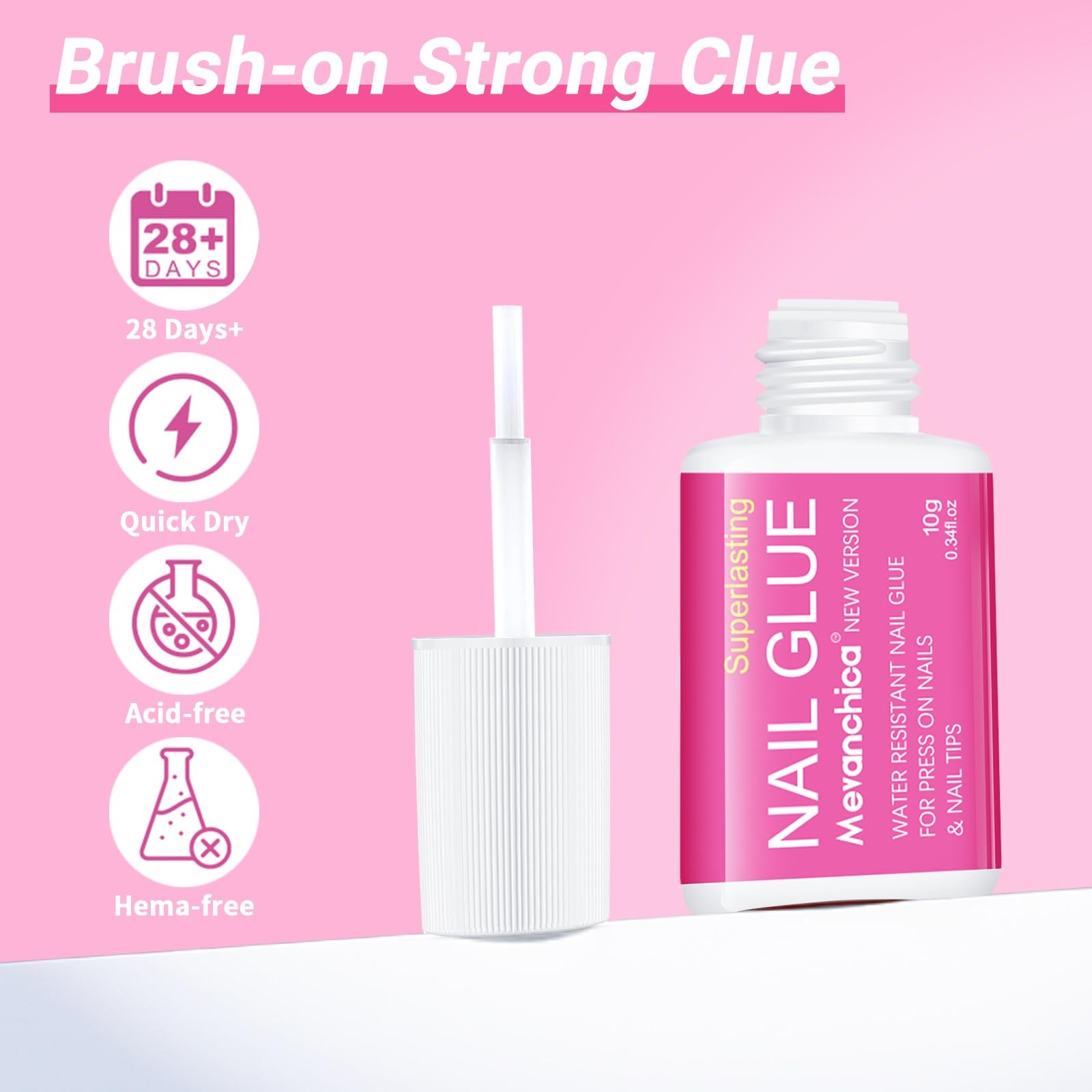 Super Strong Nail Glue, Nail Tips & Acrylic Fingernails Brush Tip Applicator …