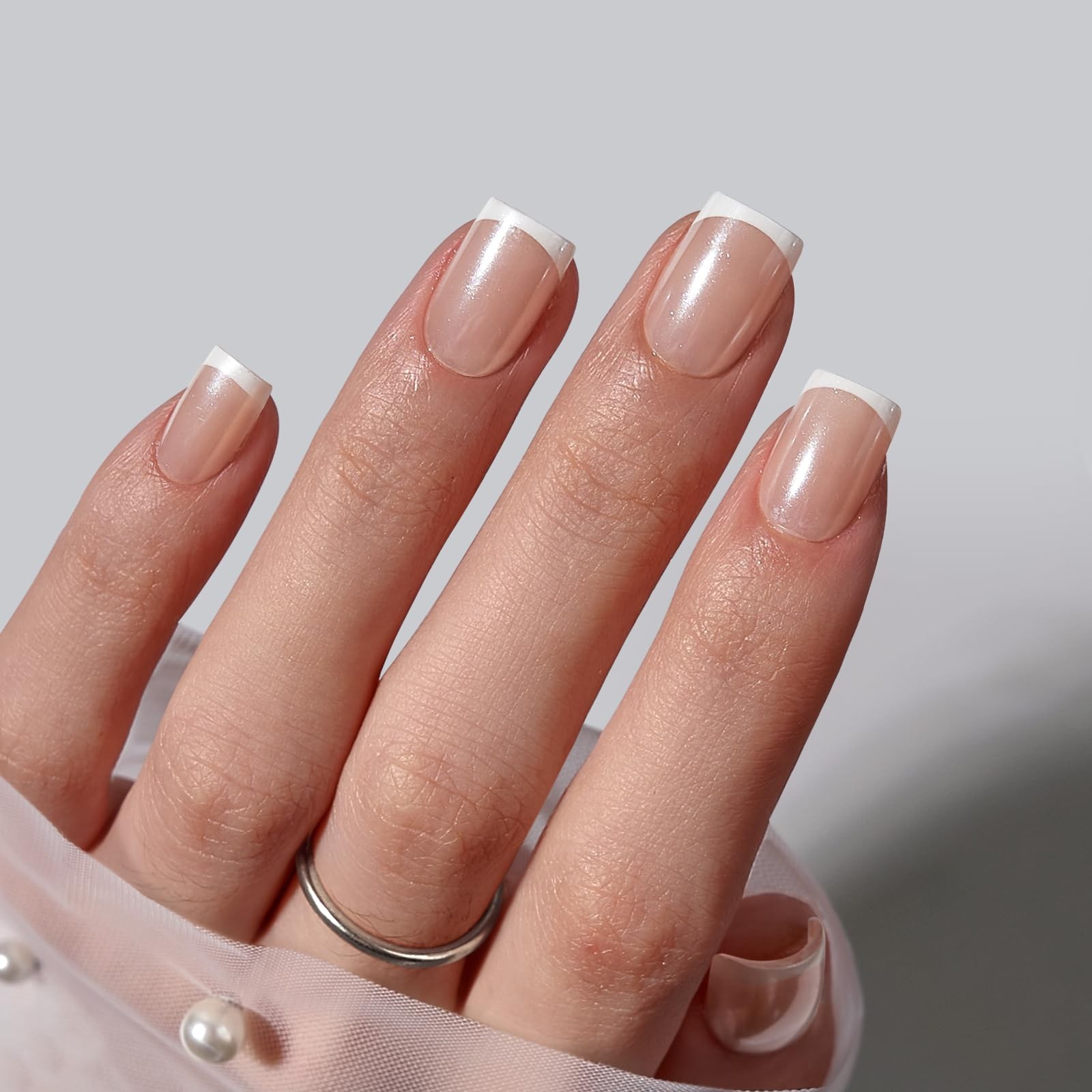 BTArtbox Press On Nails Short – Lamp-Curable Chrome Short, Evening Attire