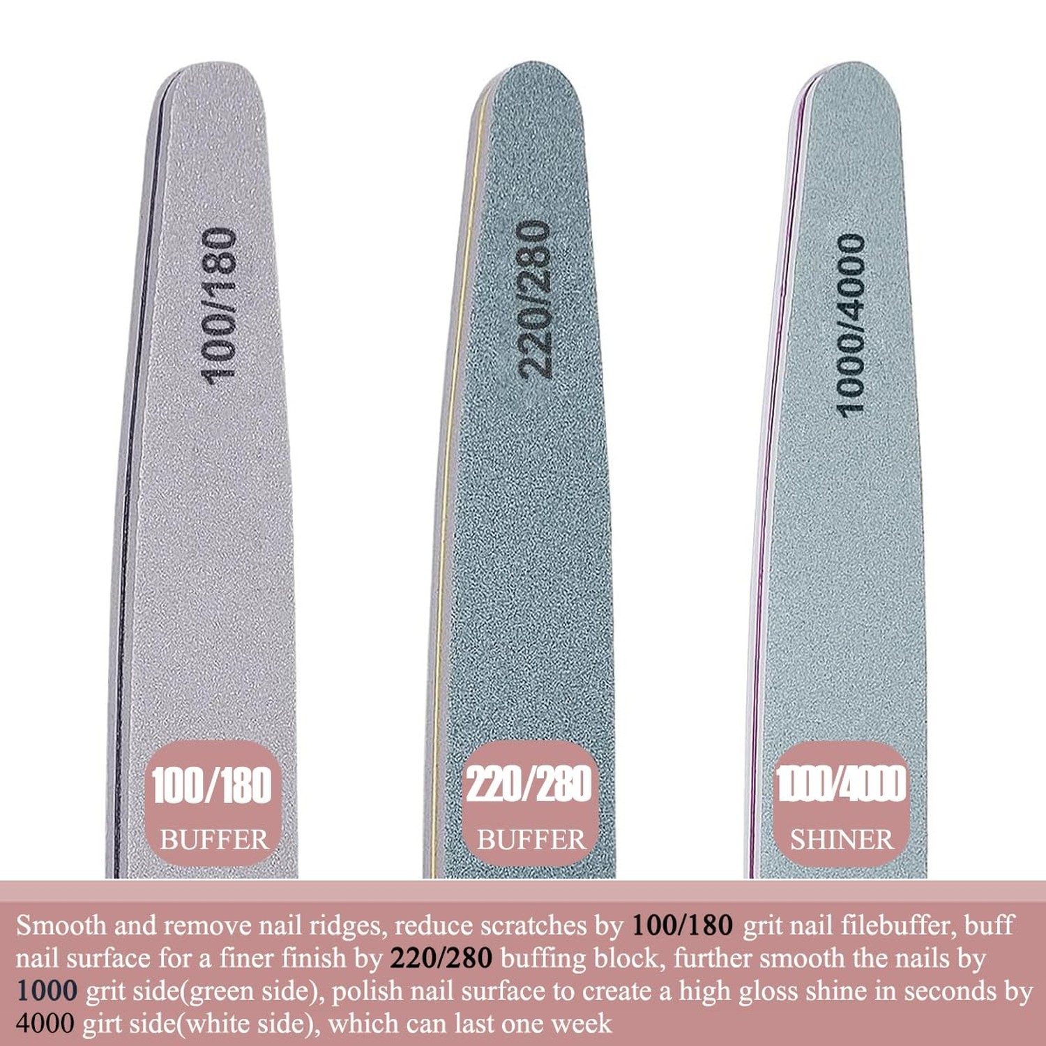 6pcs Nail File Nail Buffers for Natural Nails, Emery Boards for Nails, Nail B…