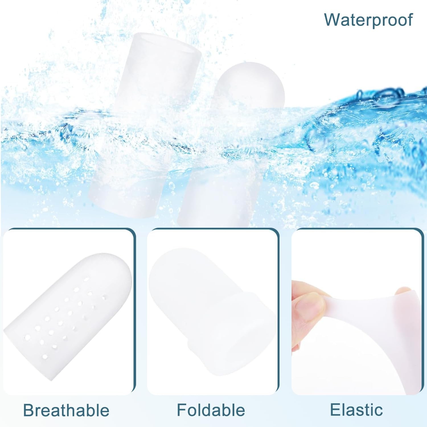 30Pcs Gel Finger Cots Silicone Finger Protectors Fingertip Bandages for Dry Skin