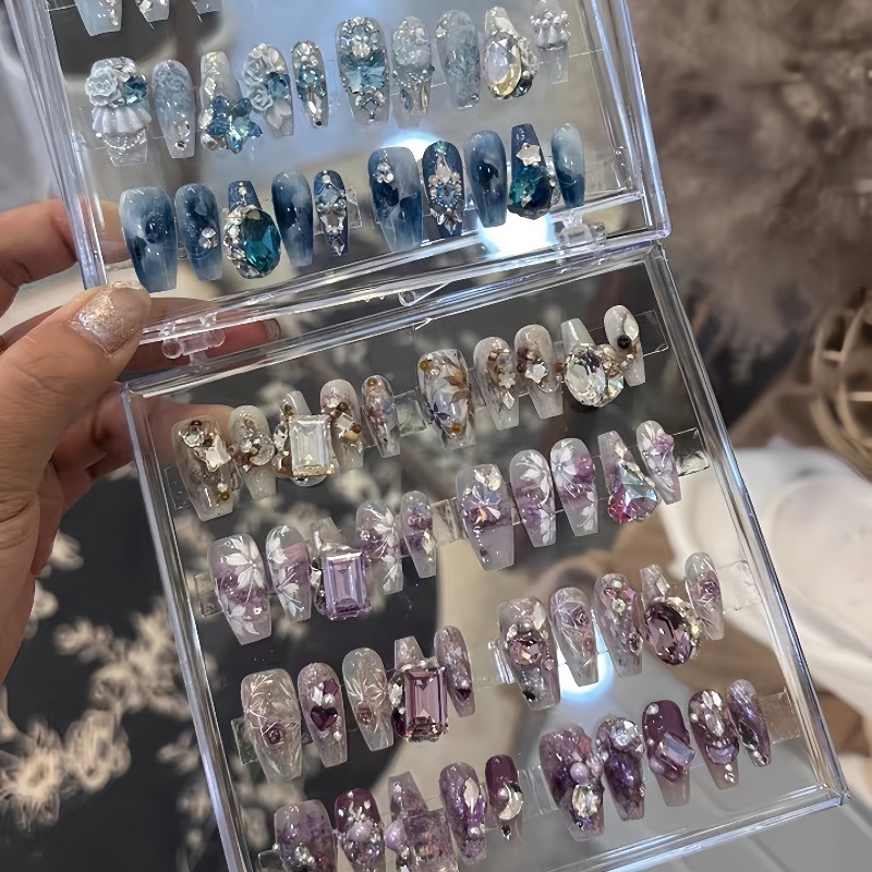 40 Random Nail Art Pcs, Various Lengths and Shapes of Long and Short Fake Nails