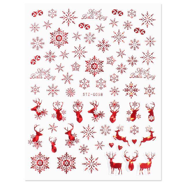 Christmas Foil Transfers Nail Art Metallic Snowflakes Reindeer Stickers Decals