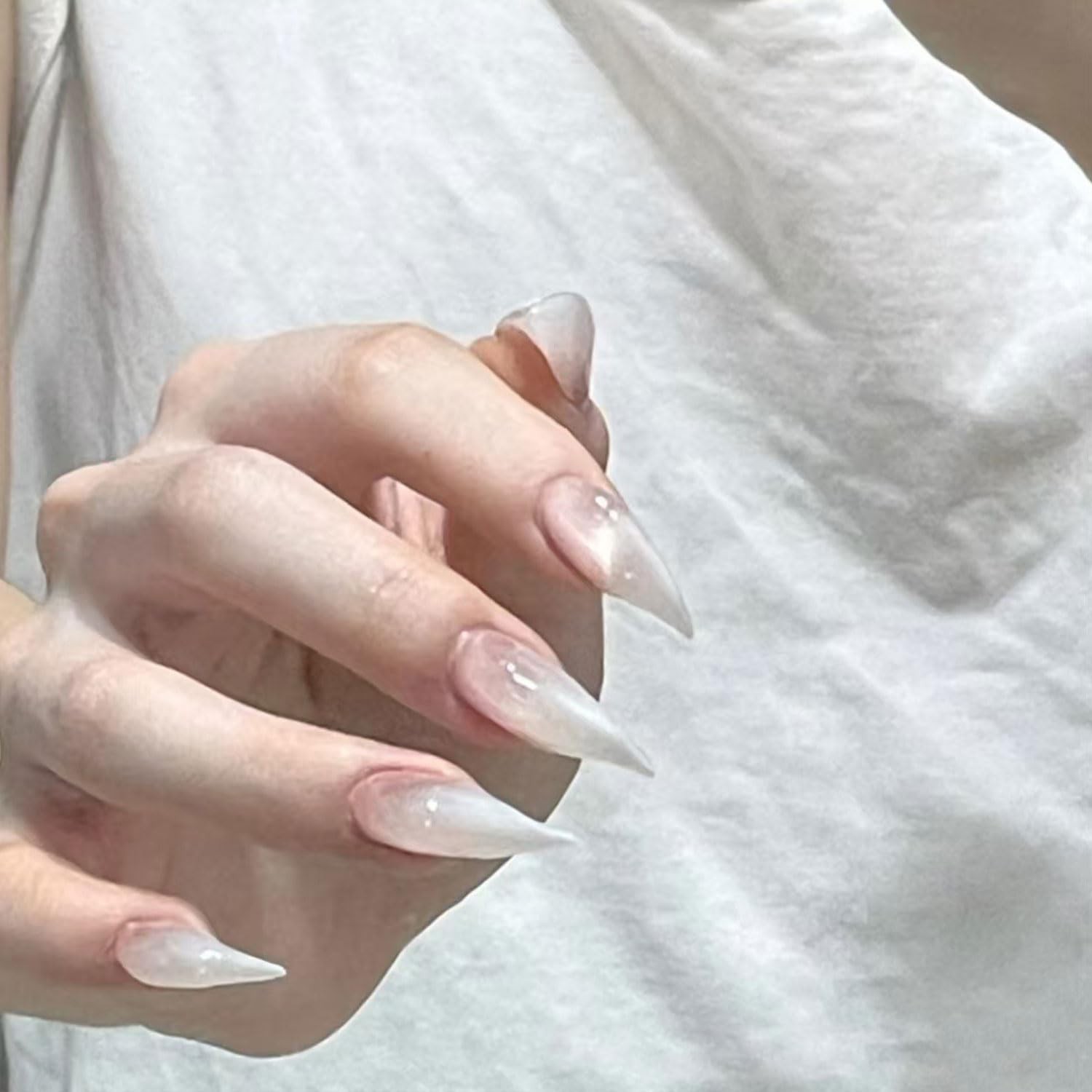 10 Pcs Handmade Press on Nails Short Curved Unique Stiletto Eagle Claw Acryli…