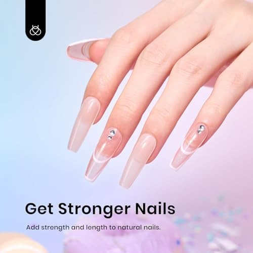 Beetles Builder Gel Set,6 Colors Glitter Shimmer 7 in 1 Nude Pink White Nail Thi