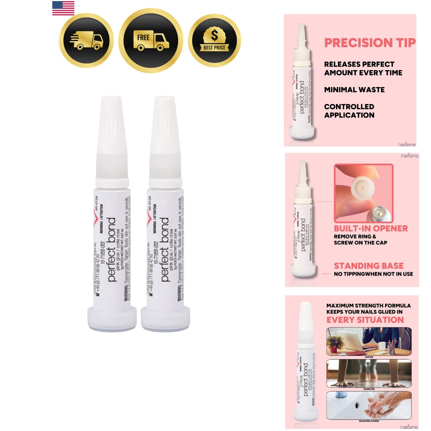 Perfect Bond Nail Glue, Super Strong, Durable, Easy to Apply Acrylic Nails, P…