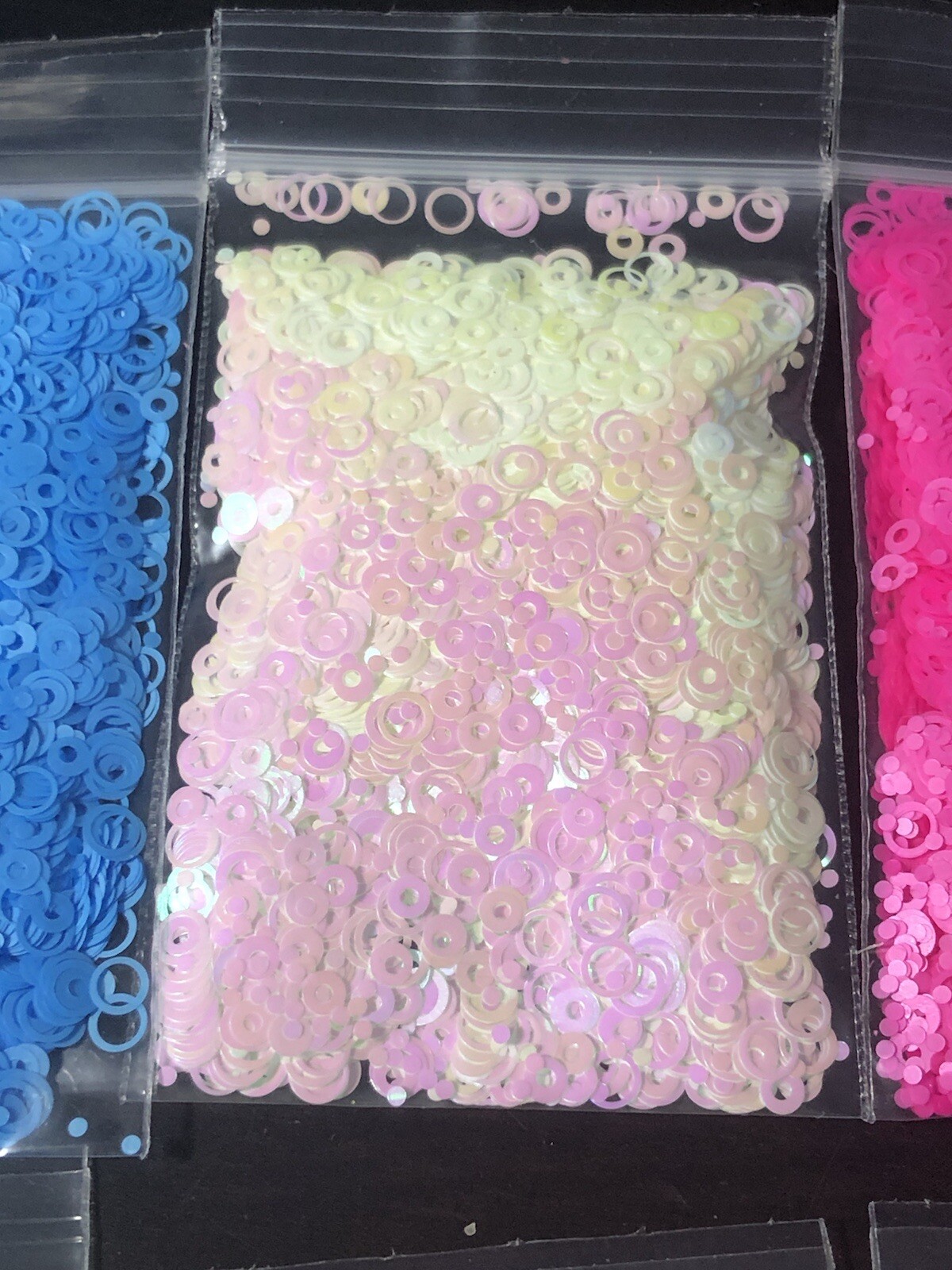 Neon Iridescent Pink HOLLOW CIRCLE Epoxy Resin Nail Art Face Festival Craft 1oz