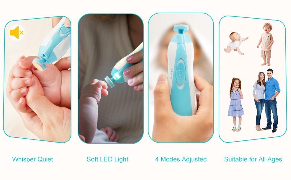 Baby Nail Trimmer File with Light Safe Electric Nail Clippers Kit for Newborn