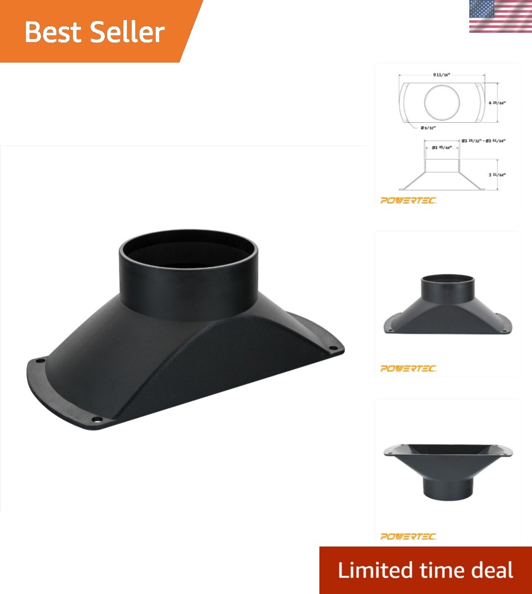 PRE-DRILLED ABS Dust Collection Hood – 4-1/4 x 7 inches for Easy Mounting