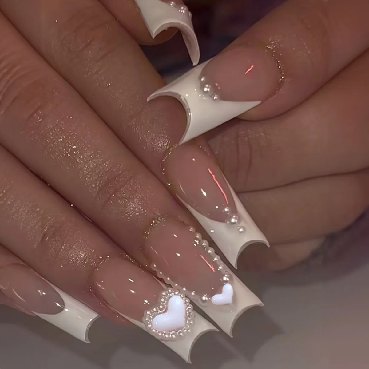 24pcs 3D Flower Bowknot False Nails Y2K Long Coffin Press On Nails