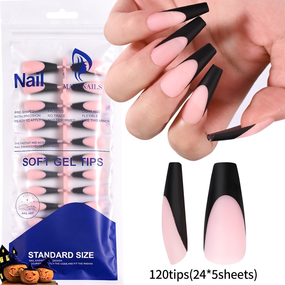 120Pcs Pink Ombre Medium Coffin Press On Nails Glossy Acrylic False Nail Tips