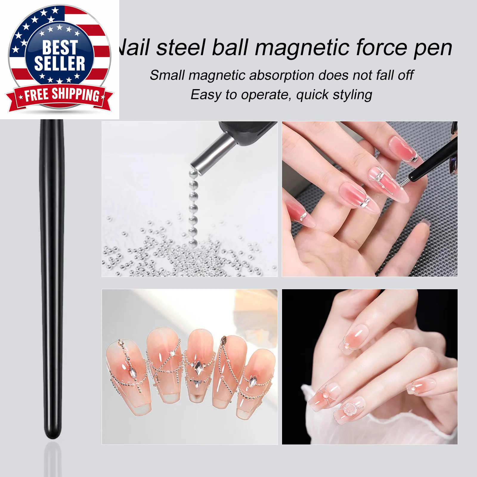 6 Grids Mini Caviar Beads Nail Art Decorations Metal Gold/Silver Micro Ball Nail