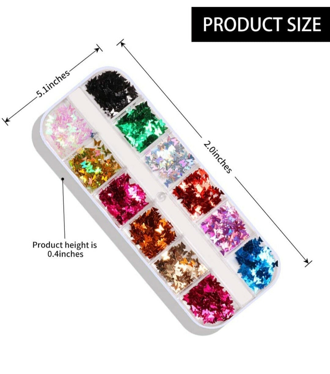 8 boxes Nail Glitter 3D Sequins by Artdone Butterfly Heart Manicure Art Acrylic
