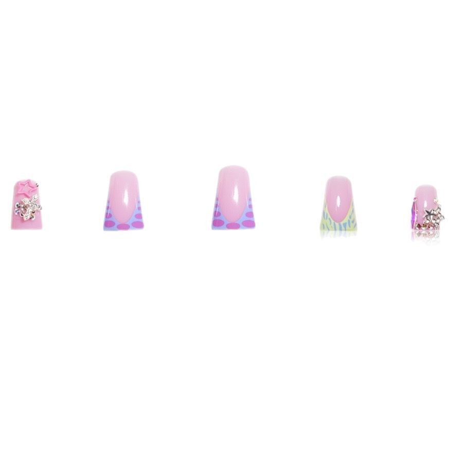 24Pcs Y2K Star Rhinestone Medium Duck Press On Nails Wholesale