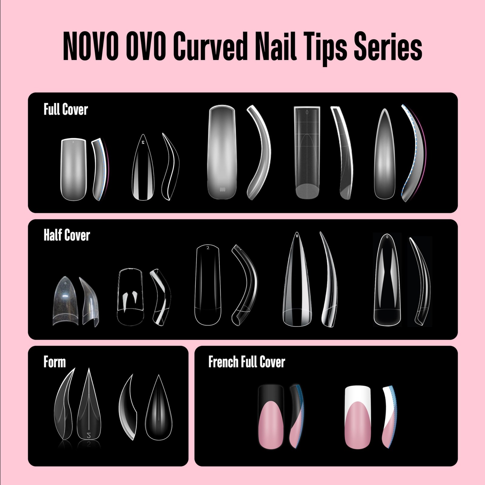 NOVO OVO Halloween Curved Nail Tips Press on Full Cover, Extra Curve Square G…