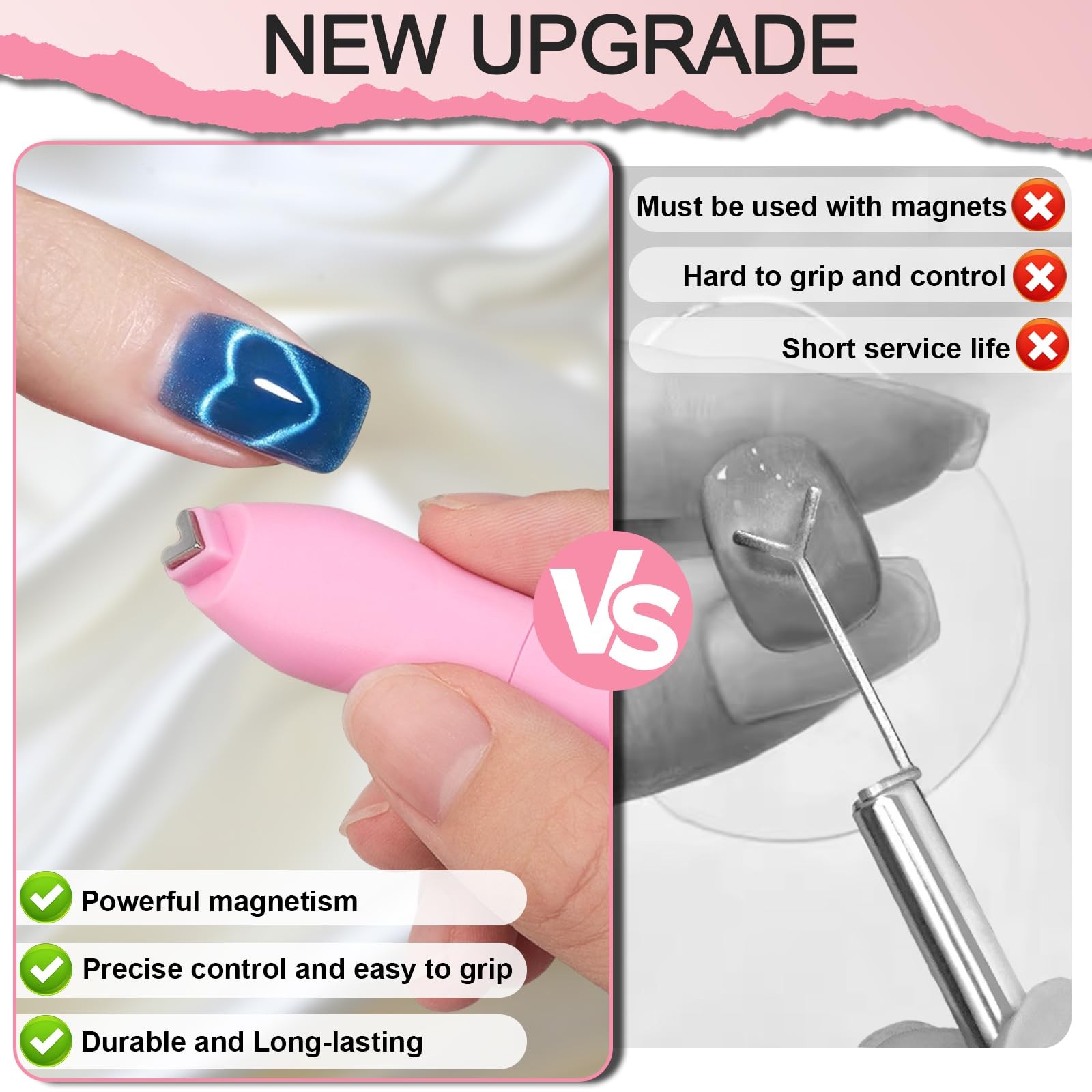 Cat Eye Magnet Set 3 in 1 Heart & 6 in 1 Nail Magnet 6 in 1 Set Pink
