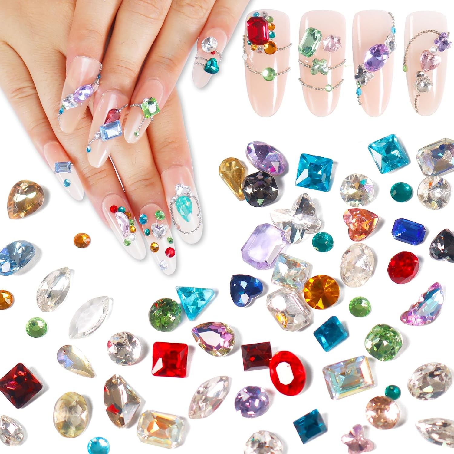 Laza 400pcs Colorful Nail Art Rhinestones 3D Multi Shape Gems
