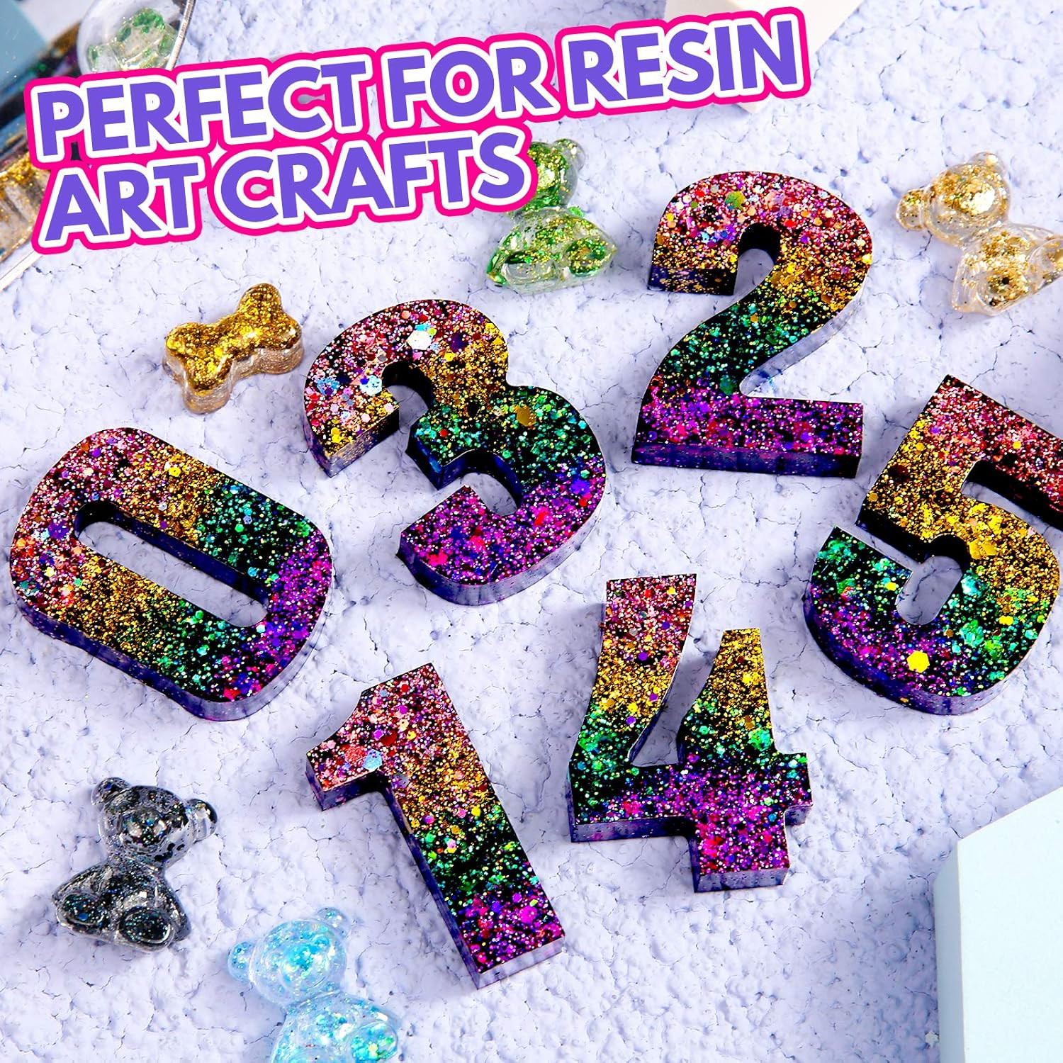 LEOBRO Holographic Chunky Glitter, 15 Colors Craft Glitter for Resin, Nail Body,