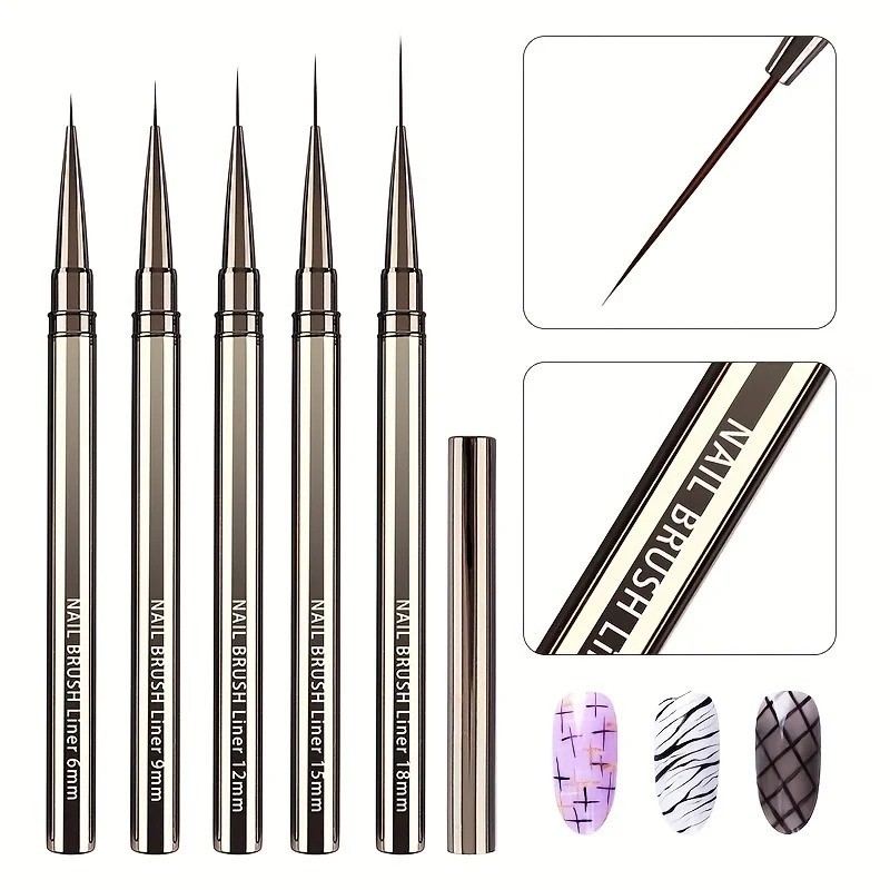 5pcs Nail Art Liners Striping Brushes Fine Line Drawing Detail Painting Blending