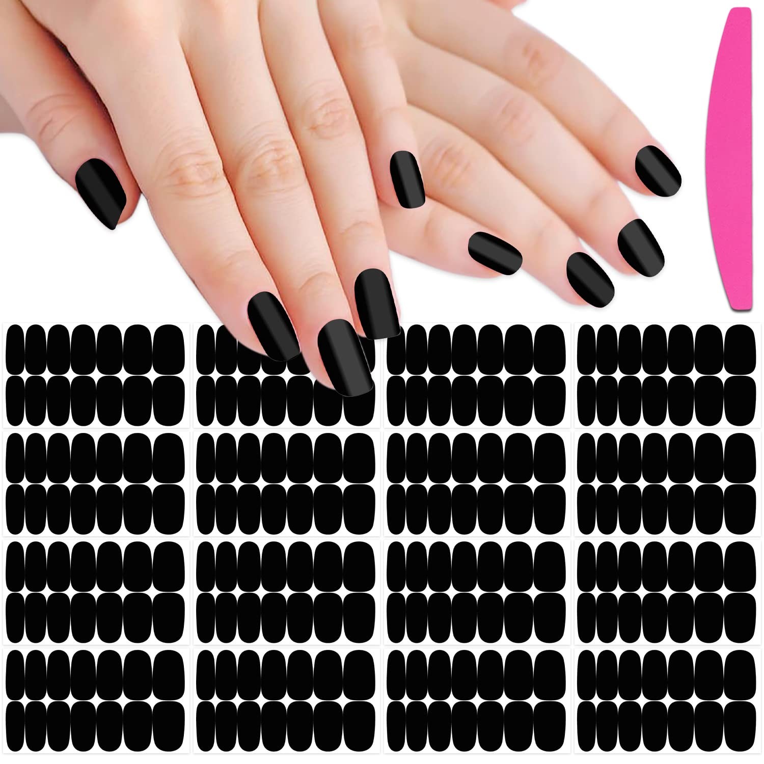 16 Sheets Black Nail Wraps Solid Color Nail Polish Strips for Women Gel Nail …