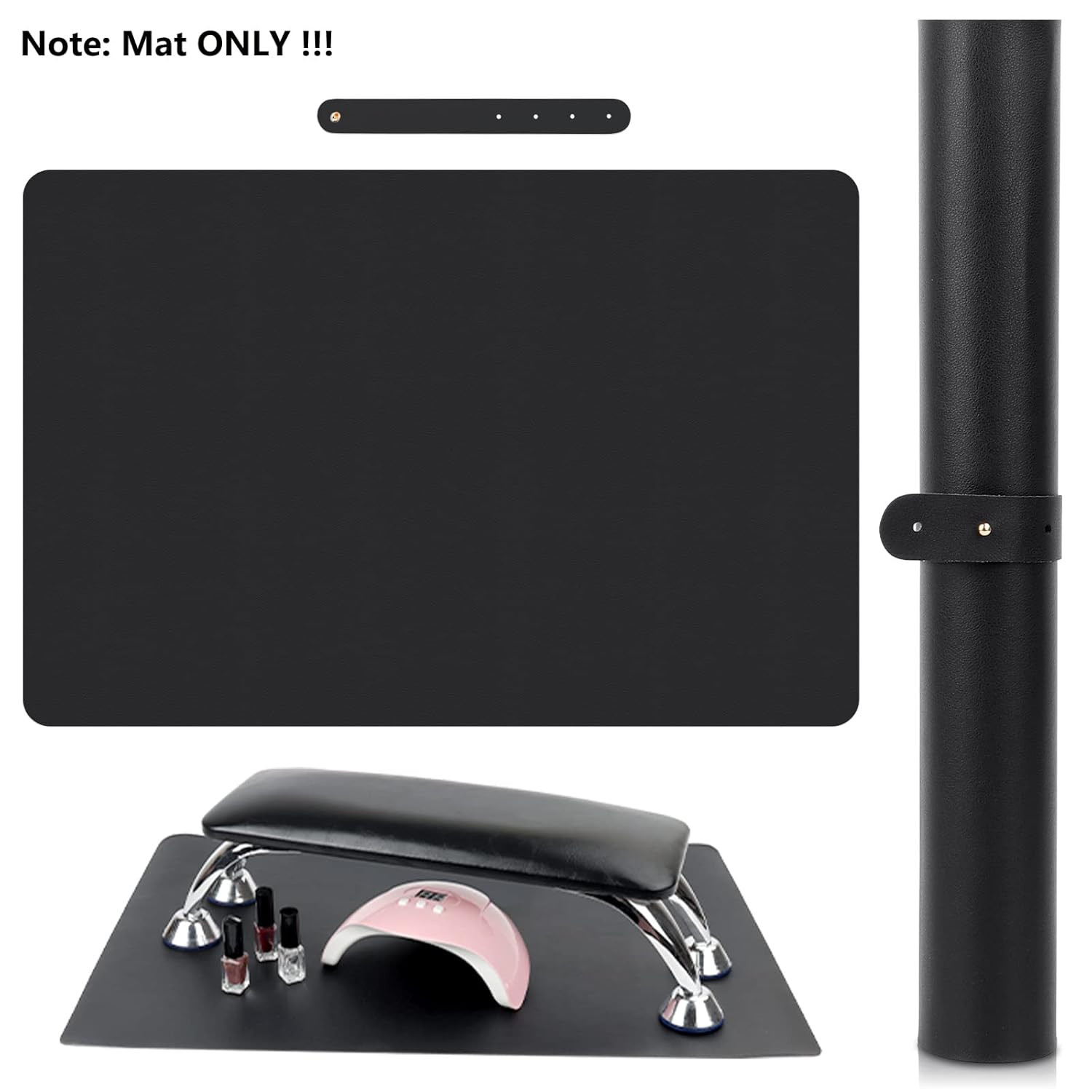 (MAT ONLY) Black Nail Art Table Mat, Foldable Nail Art Hand Rest Pad for Nail Ar