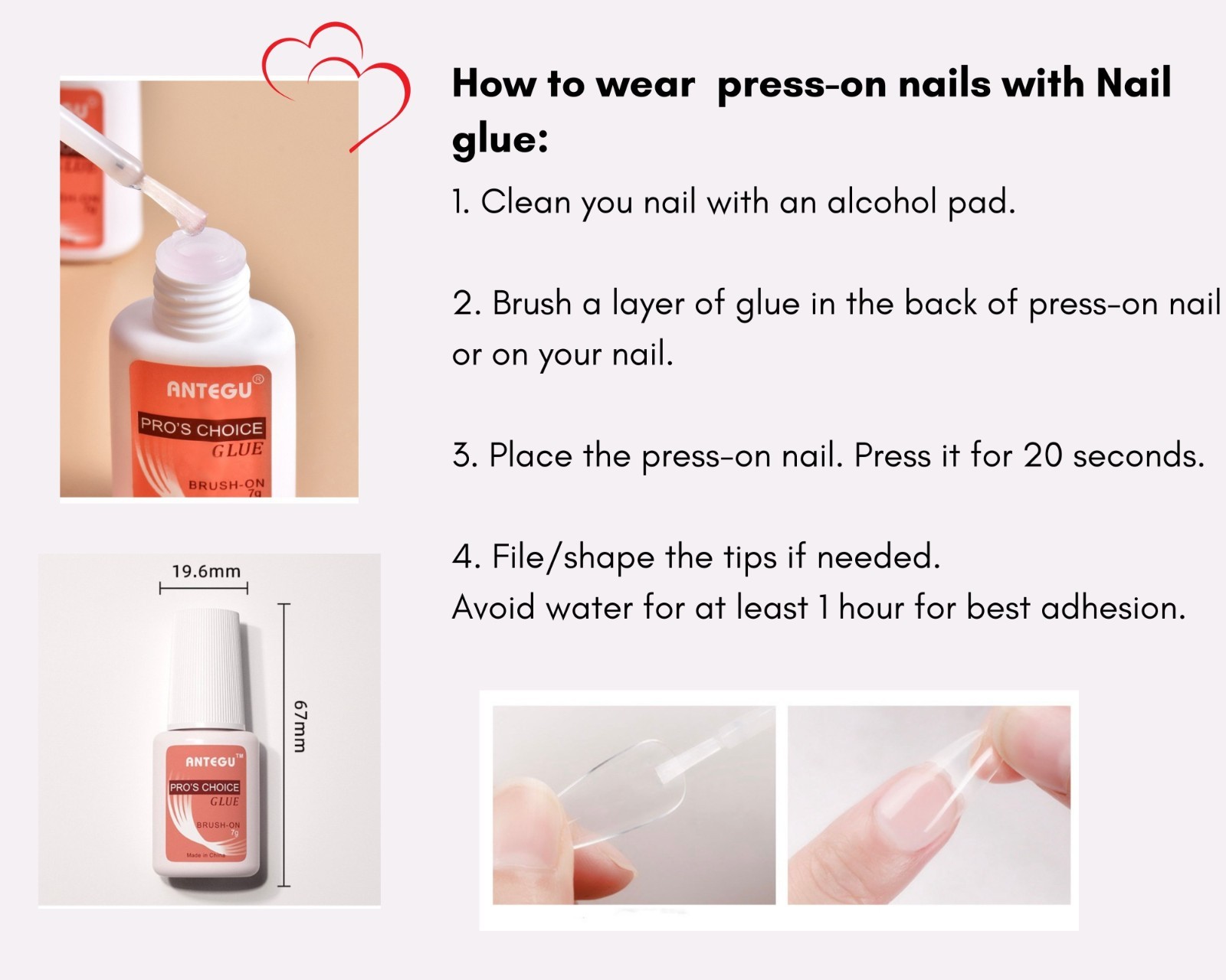 3D White & Pastel Mixed Press-On Nails / Handmade 10 pcs/ True Salon-Quality