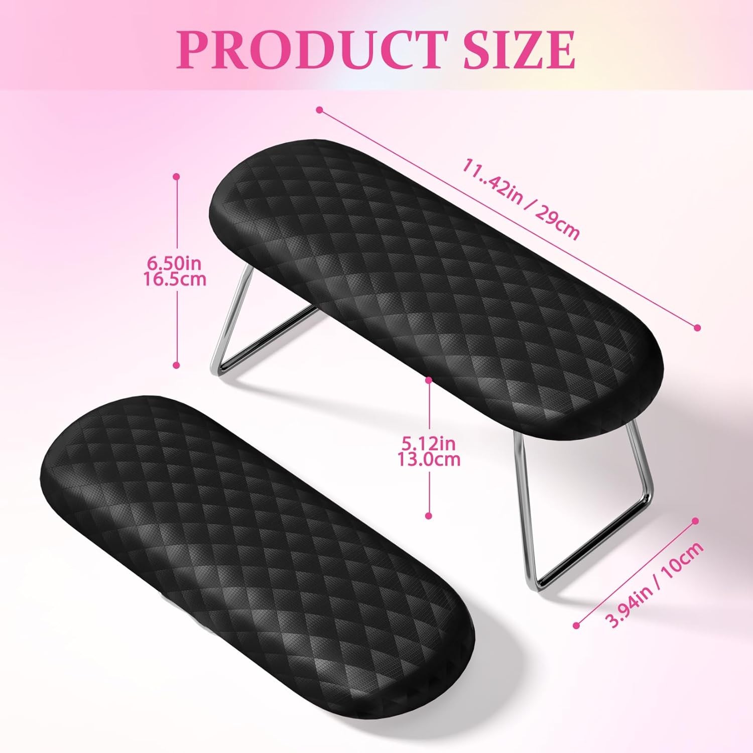 AORAEM Nail Arm Rest, Foldable Leather Rest with Non-slip Black
