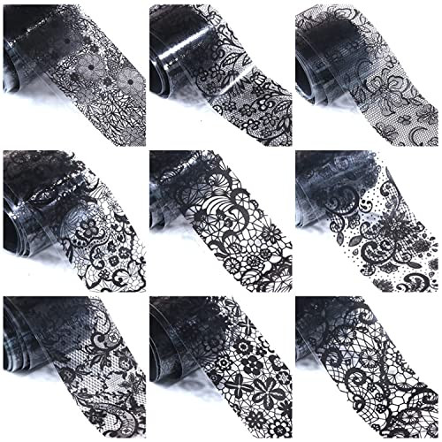 Lace Nail Foil Transfer Stickers Black Lace Nail Foils Decals Nail Art