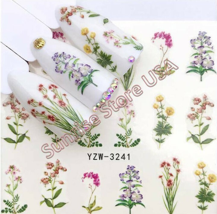 Nail Art Water Transfer Sticker Flower Leaves Butterfly bird Floral Decals
