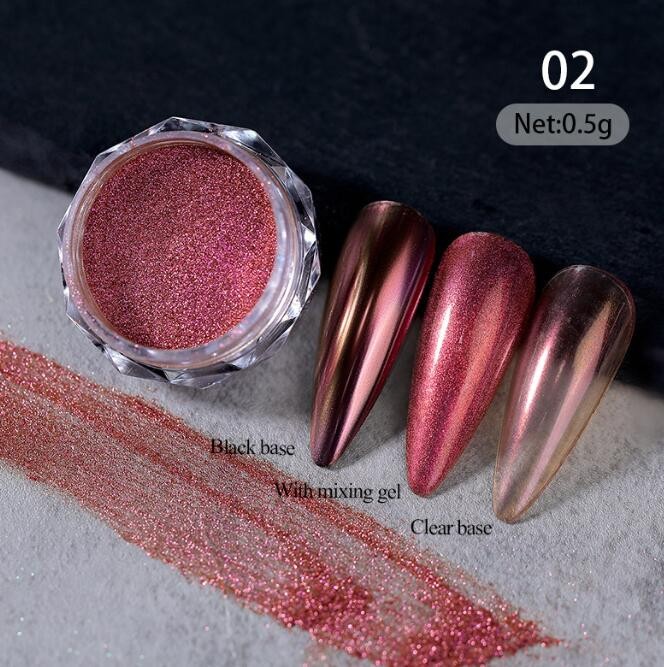 1 Jar AURORA Chrome Nail Art Flakes Multi Chrome Chameleon Peacock Galaxy Chrome
