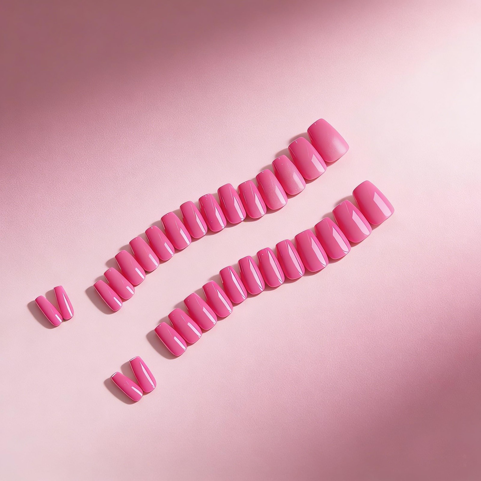 SXVME Hot Pink Coffin Press On Nails 30 Pcs