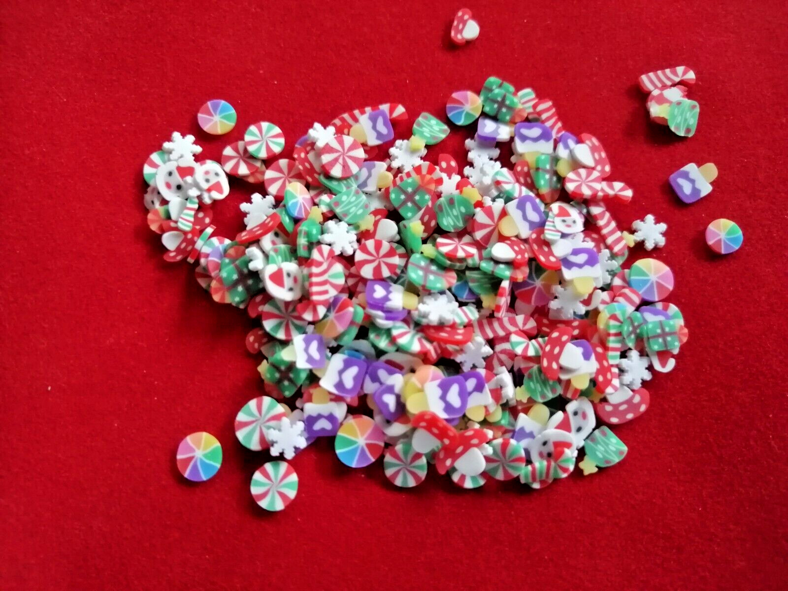 Fimo Clay Xmas Santa Snowman Gingerbread Rudolf Snowflake Cane Tiny 3D Nail Art