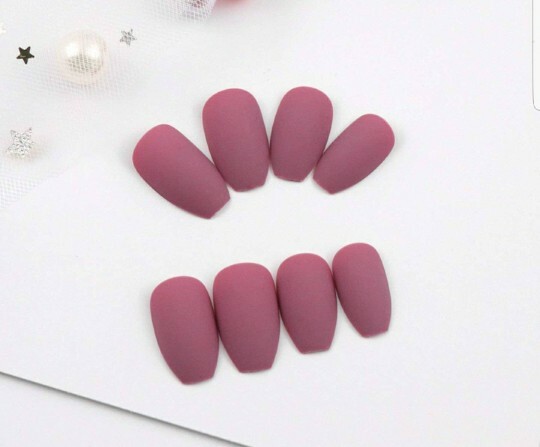 Matte Coffin Press on Nails Medium Neon Blush Mauve Green Periwinkle Aqua Summer