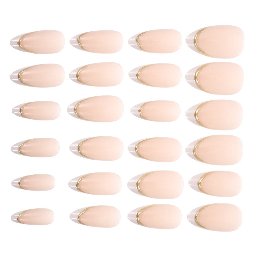 1Set Clear Press on Nails Almond Shape Full Cover French Tip False Nails Pink