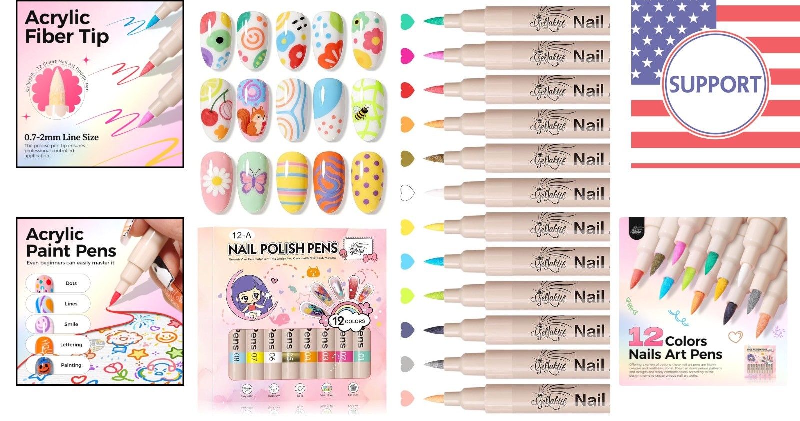 Vibrant 12-Color Nail Art Pen Set with Fine Tip for Intricate Designs at Home